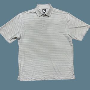 FootJoy Performance Grey White Striped Golf Polo Shirt Men's Size Extra Large